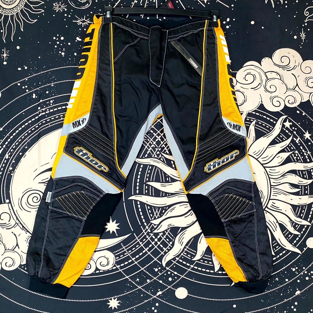 Thor MX Phase Motocross Pants Youth 26 Black Nylon Padded Moto Off Road Racing